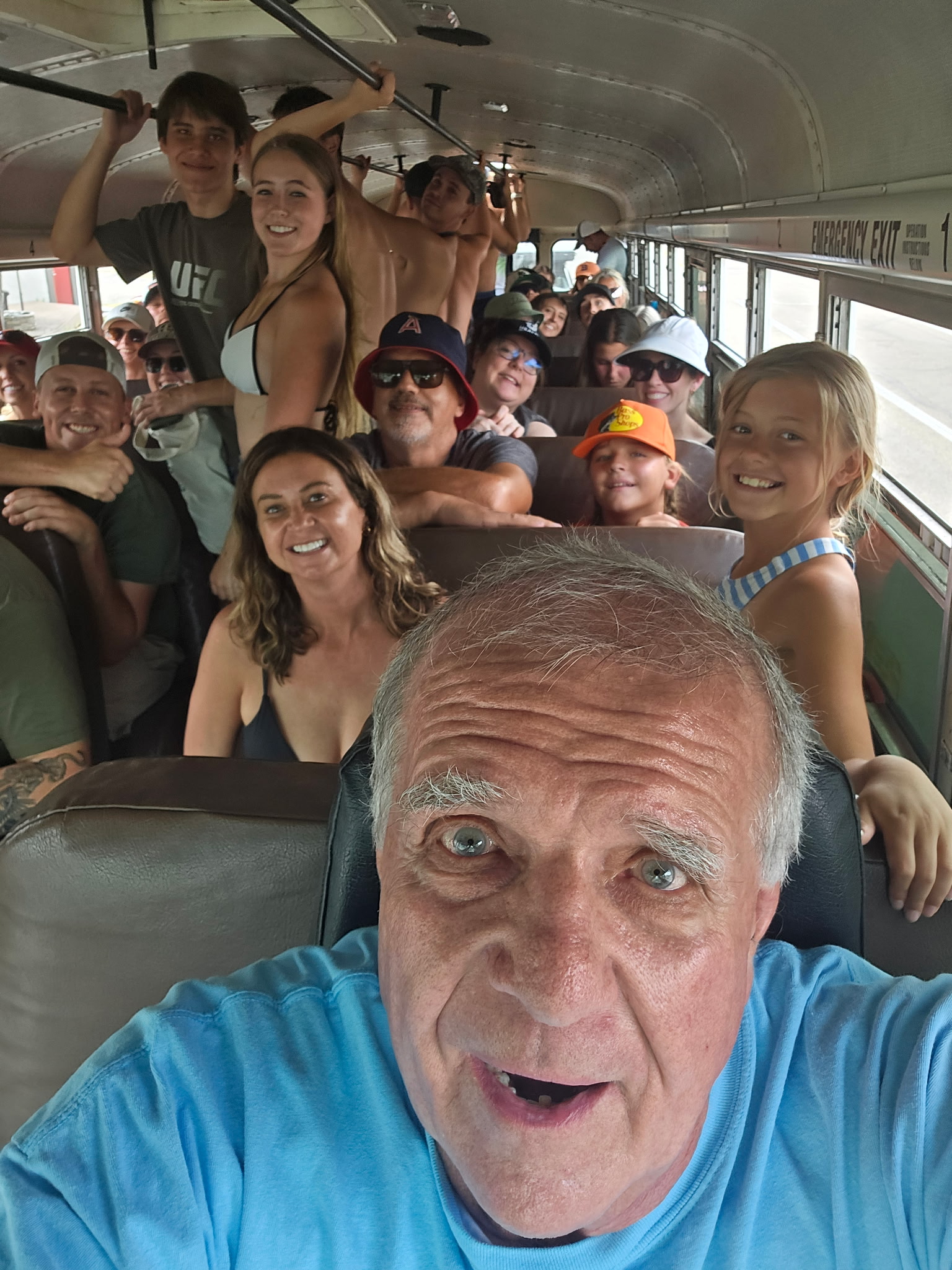 Shuttle bus selfie with happy guests